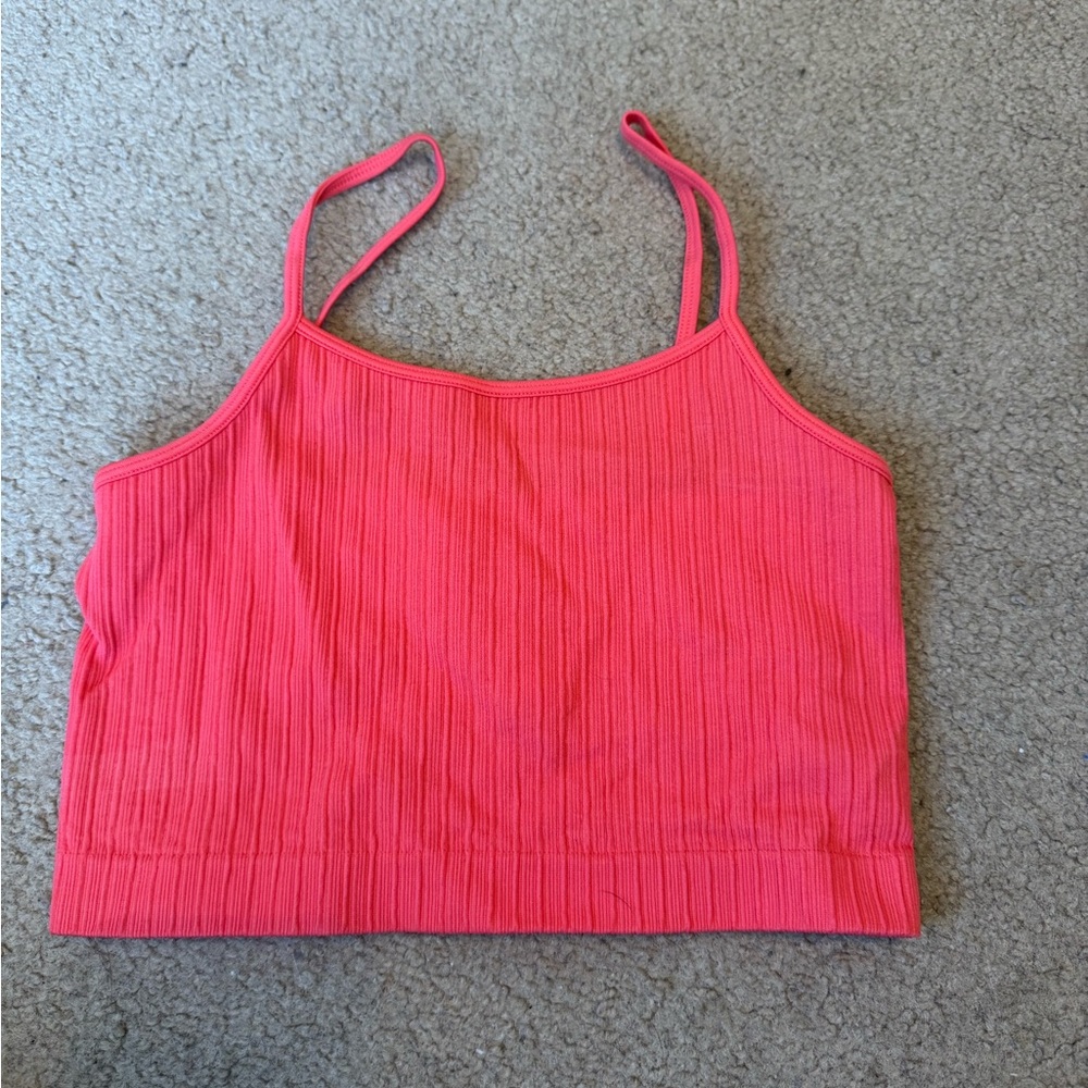 Red Ribbed Crop Top